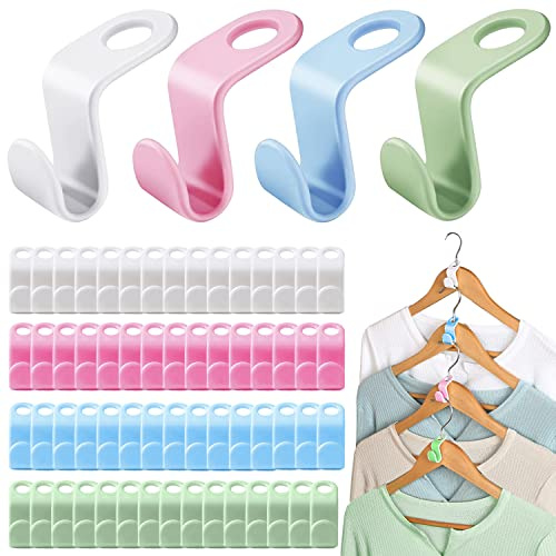 Ganchos Conectores para Perchas Extensión de Suspensión 80 Piezas Hanger Hooks Conectores de Percha de Ahorro de Espacio para Más Espacio y Orden en el Armario (Multicolor) (80 Piezas)