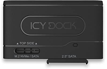 ICY DOCK 1x 2,5 SATA oder 1x M.2 NVMe/SATA SSD zu USB 3.2 Gen2 externer Adapter 10Gbps Kabel inklusive - EZ-Adapter MB104U-1SMB