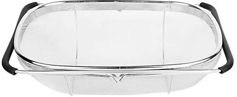 Cestello di Scarico del Lavello Pieghevole, Setaccio Microforato in Acciaio Inossidabile Setaccio da Cucina Setaccio con Manico per Scarico Scarico Sciacquare Frutta Verdura