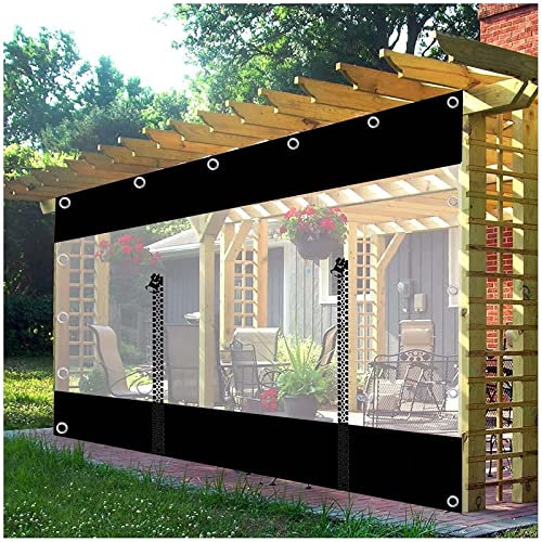 Sonakia Transparent Vorhang Außen Planenseitenwände, wasserdichte Planen Seitenvorhänge Markise Mit Ösen, Winddichte Abdeckplanen Für Pavillon/terrasse/vordächer,WxH-1.5x2m/4.92 * 6.56ft