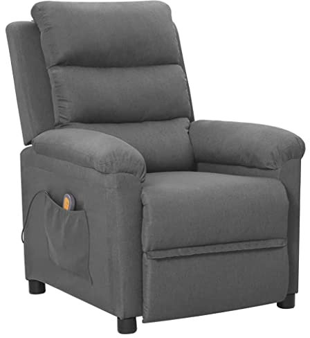 KOIECETA Sessel Elektrisch Verstellbare Rückenlehne Fußstütze Fernsehsessel Ruhesessel TV Relaxsessel Liegesessel Polstersessel Stoff (Hellgrau), 74 x 92 x 101,5 cm (B x T x H), (V34235)