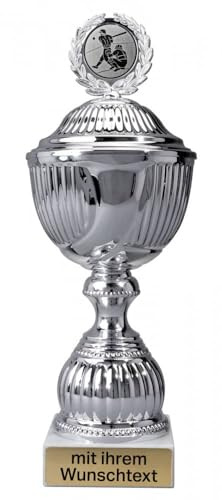Deitert Pokal 12er Serie in Silber - Trophäe mit Wunschtext graviert und Sportemblem nach freier Auswahl - Sportpokal mit Marmorsockel für Ihre Siegerehrung 59180