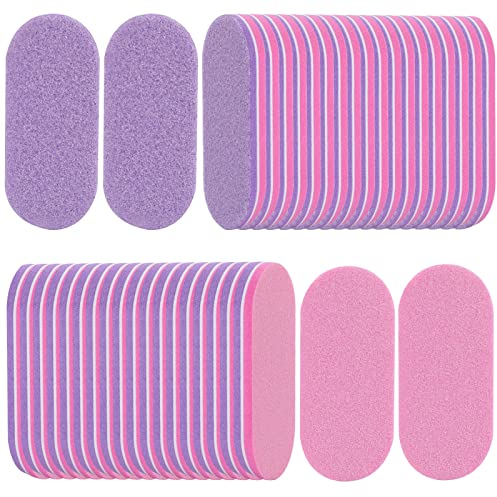 40 Stück Buffer für Nägel Mini-Nagelpolierer, Mini-Nagelfeilen-Block, Körnung 100/180, Polierblöcke, Polier-Schleifpuffer-Streifen für Acrylnägel, Mini-Nagelpolierer, Maniküre-Werkzeuge (rosa/lila)