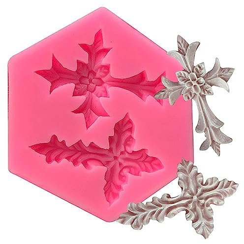 Stampo per torta a forma di croce, a forma di fiore, per cupcake, cioccolato, decorazioni per torte battesimali per cioccolato, per feste di battesimo Qiongni