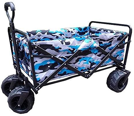 ZAANU Chariots, Wagon de Plage à 4 Roues Chariot de Jardin Pliant Chariot de Jardin Chariot de Jardin Pliable Robuste Chariot à Main Chariot Pliant Wagon Camion Brouette/B (A)