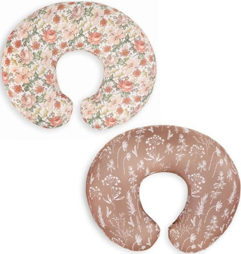 Little Jump Western Wild Flowers Nursing Pillow Cover Slipcover for Breastfeeding Pillows, Soft and Comfortable Safely Fits On Standard Infant Nursing Pillows (2 Pack Vintage Floral)
