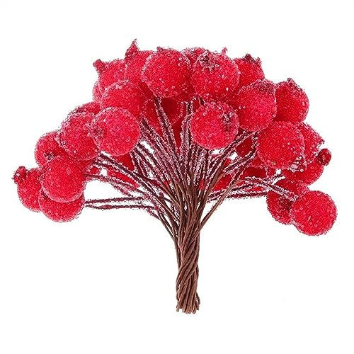 Mini Natale glassato frutta bacca agrifoglio fiore artificiale decorazione fiori secchi parete decorazione casa fiori artificiali
