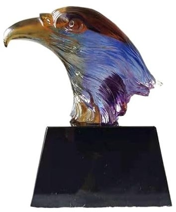 HXSCOO Spektakulärer Adler mit Farbiger Glasur, Sammlerfigur, Statue, mundgeblasenes Kunstwerk aus Muranoglas, Tier-Briefbeschwerer, Geschenk, Heimdekoration