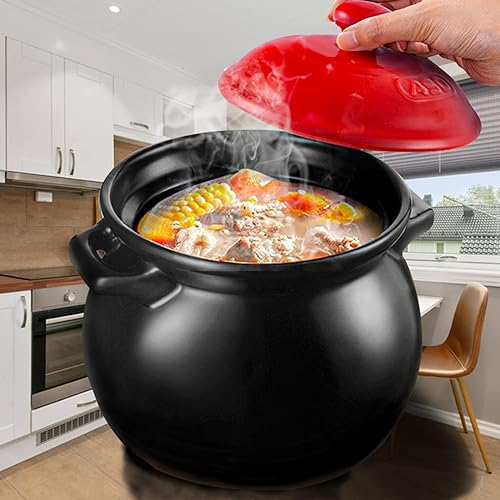 Casserole Dishes,Casserole Dish with Lid Kitchen Stoneware Cooking Pot Tureen Soup, Chinese Soup/Clay/Earthen Pot with Double Handle, Ceramic Cookware,2.5L