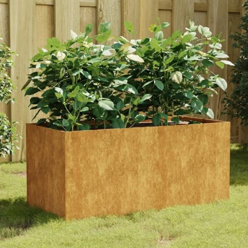ZEYUAN Jardinière 80x40x40 cm Acier corten,Jardiniere sur Pieds,Bac avec Treillis,Jardiniere Terrasse