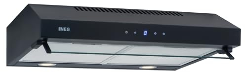 Doppelmotor Design Unterbau-Dunstabzugshaube NEG15-TDLB+ (schwarz), Glas-Front mit Sensor Touch, 384 m³/h Umwälzleistung, Nachlauffunktion, Abluft und Umluftbetrieb