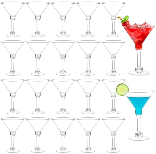 Kucoele 40 PCS Plastic Martini Glasses, 5oz Disposable Clear Cocktail Cups Bulk Tall Shot Glasses for Wine, Champagne, Margarita