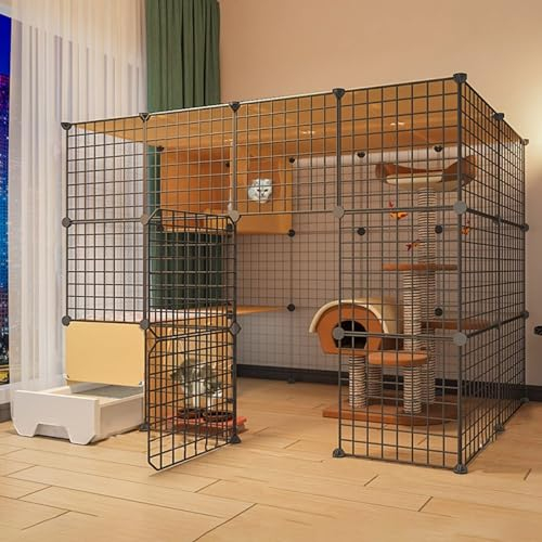 kaninchenställe Kaninchenstall,Katzenkäfig,DIY Haustiere Kaninchenlaufstall Mit Tür Und Geschlossener Katzentoilette,Kleintierkäfig For Kätzchen, Meerschweinchen,Hasen Und Chinchilla,Ideal For 1–4 Kat