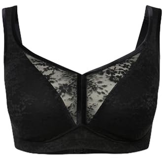 Ulla Popken Damen Minimizer, Wireless, foamcup, Jaquard 830098 BH, schwarz, 110C