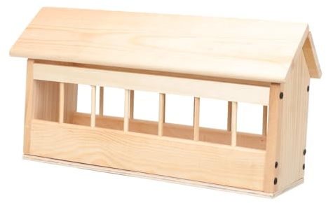 POPETPOP Automatischer Tauben-futtertrog Aus Robustem Holz Mit Löchern Futterspender Mit Aufklappbarem Dach Großer Kapazität Langlebig Und Weniger Verschwendung Geeignet Für Geflügel Und Kl