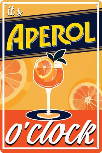 30 x 20 cm - Retro Blechschild, Bar Schild, Cocktail Rezept, Summer Feeling - Aperol Spritz - Prosecco (Aperol O´Clock)