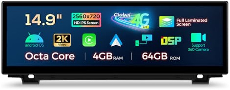 XTRONS 14.9 Inch Widescreen Android Car Stereo Octa-Core 4+64GB ROM G+G Touch HD 2K IPS Display Screen Global 4G LTE Wireless CarAutoPlay For BMW 5 Series F10/F11(2013-2016) with NBT System