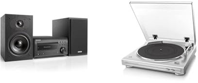Denon D-M41DAB Hifi System, CD Player with Speakers, Audio Receiver, Bluetooth & DP29FE2 Record Player for Vinyl Records, Vinyl Turntable, MP3 and WAV, 33/45 RPM, Built-in Phono Equalizer