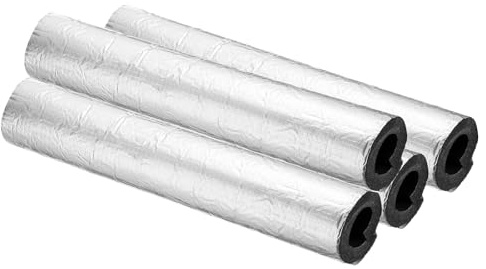 PATIKIL 1-1/2(38mm) ID 3-1/16(78mm) OD Pipe Insulation Foam Tube, 4Pcs 1.3Ft Self Adhesive Pre Slit Pipe Insulation Tube Cover Wrapping with Aluminum Foil for Outdoor Winter Irrigation