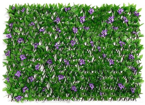 WYLFYJP Künstliche Heckenpaneele, Blumenspalier, Erweiterbarer Zaun, Sichtschutz, UV-geschütztes Blumenspalier, Ausziehbarer Spalierzaun Mit Blättern Und Blumen, Verstellbare Kunstzaunmatte