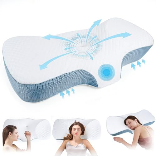 GEGNNS Orthopädisches Kissen aus Memory Foam, Kissen Nackenkissen, Nackenstützkissen Seitenschläferkissen, Kopfkissen Nackenschmerzen Ergonomisches Schlafkissen für Seiten, Rücken & Bauchschläfer