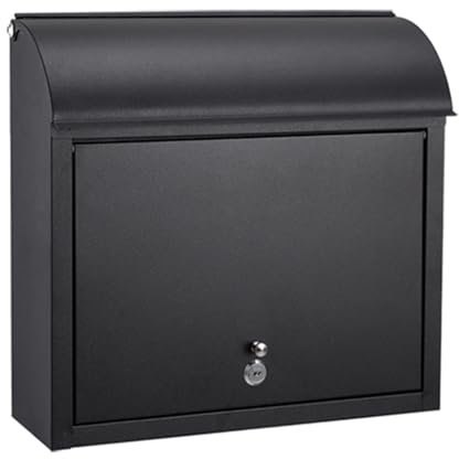 YCWJPPL Briefkästen mit Großem Fassungsvermögen, Moderne Briefkasten für Den Außenbereich, Abschließbarer Postkasten aus Verzinktem Metall 38 x 12 x 37 cm(Black)