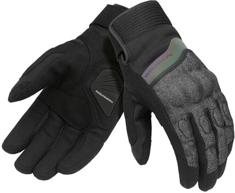 Tucano Urbano guanti LADY BOSS HYDROSCUD moto e scooter. Guanti moto invernali donna. Protezioni nocche. Dorso in denim, palmo scamosciato, 100% impermeabile e traspirante, touch screen. Tg. S