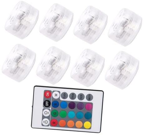 Yardwe 8piezas Luz De Buceo Led Sumergible con Control Remoto para Estanques y Decoraciones Subacuáticas Luces para Piscinas Impermeables Luz RGB para Fuentes