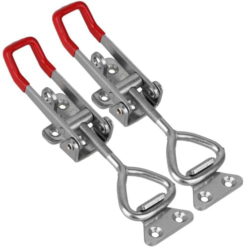 Leliafleury 2PCS Adjustable Toggle Clamp Stainless Steel Tension Clasp Toggle Clamp Latch with Lock Hole for Toolbox Cabinet Drawer, 102mm Length