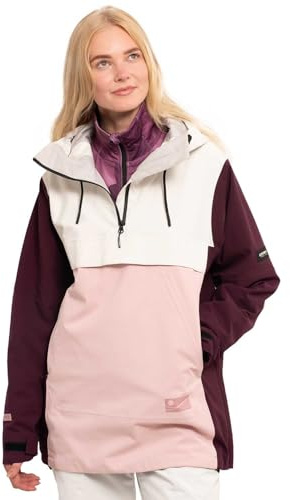 Icepeak Damen Skijacke Calio, Weiß-Rosa-Burgunderrot, Kapuze, Winddicht