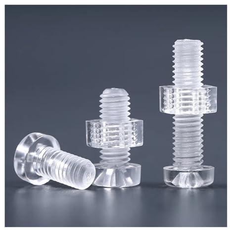 Cilky Metallschrauben 10/20sets M3 M4 M5 M6 Acryl Klar Schraube + Mutter Kombination Transparent Kunststoff Runde Kopf Pan Kreuz Kopf Schraube + Muttern(20 Sets,M5x20)