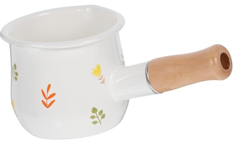 Cabilock Mini-emaille-milchtopf Zum Kochen Antihaftbeschichtung Küchen-milch-heiztopf Rostfrei Mit Holzgriff Suppentopf Für Babynahrung Und Instantnudeln