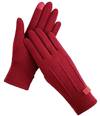 Generisch Women's Costume Short Hold Screen Thin Gloves Cycling Driving Fashion Elegant Letter Mark Windproof Gloves Ladies Black Costume, red, One Size