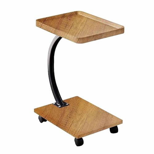 RYDZCLH Beistelltisch 23 Zoll Beistelltisch, Beistelltisch Für Wohnzimmer, Nachttisch, Mid Century Modern Couchtisch Oder Runder Akzenttisch Für Kleine Räume, Nachttisch Aus Metall + Holz,Wood