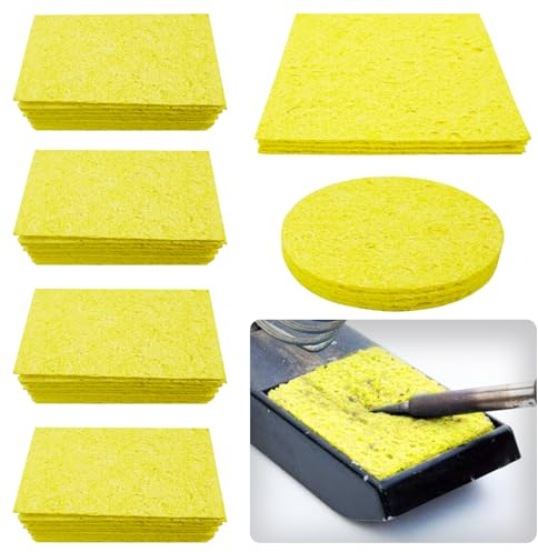 Soldering Sponge, Soldering Iron Tip Cleaner - 48 Pcs 3 Sizes Solder Sponges Cleaning Pads for Soldering Iron Stand | Soldering Accessories | Reusable | 50 x35mm | 50mm | 60x60mm