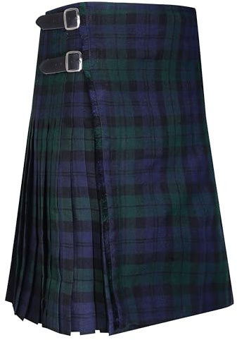 Men's Scottish Traditional 8 Yard Tartan Kilt, Highland Wedding Wool Kilt (Black Watch, 40)
