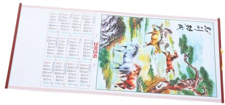 HOUDERCO Pferdejahr Wandkalender Aus Kunst-rattan Traditioneller Hängender Kalender Für Festtagsdekorationen Im Wohnzimmer Und Büro Klare Druckqualität Für Besondere Anlässe