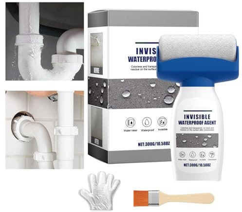 Imperméabilisant invisible - Spray imperméabilisant - Kit de réparation multifonction avec pinceau et gants pour sceller la salle de bain, la piscine et le toit