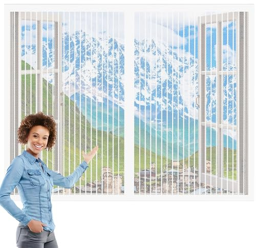 Mosquitera Ventana Abatible 191 x 76 cm sin Taladrar Cortina Mosquitera Ventana Cortina Antimosquitos Prevenir Mosquitos y Insectos para Habitación Salón Ventanas, Blanco