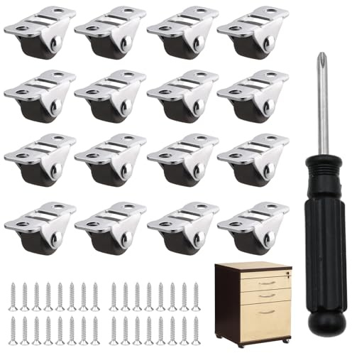 16 Stück Rollen Für Möbel 1.2 Cm Möbelrollen Mit Stahloberplatte Möbelrollen Klein Mit 32 Schrauben Und 1 Schraubendreher Für Möbel Schränke Werkzeugkisten DIY-Projekte Und Kleingeräte