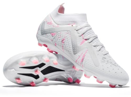 Unisex Soccer Cleats TF Indoor/Artificial Turf - Mid-Top Lace-Up Football Shoes with Lightweight Breathable Mesh, Anti-Slip Studs