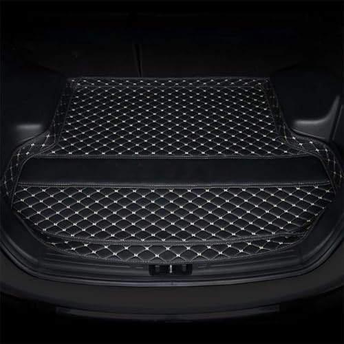 Auto Leder Kofferraummatten für Kia EV3 2024-2025, Allwetter-Kofferraumwanne Schutzmatte rutschfest Kratzfestem Schutzmatten, Interieur Zubehör, Black Beige