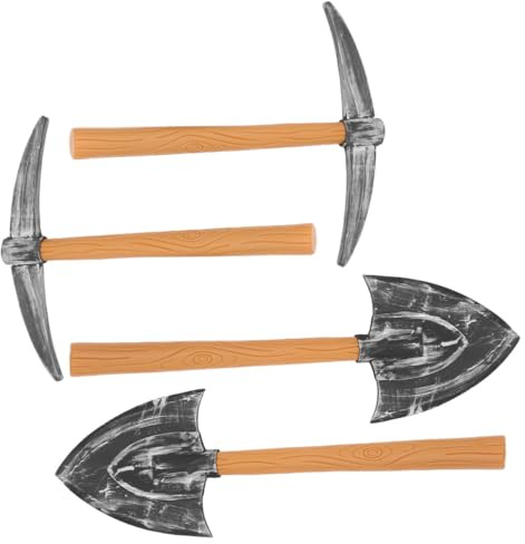 NOLITOY Set 4 Pezzi Piccone e Pala Giocattolo in Plastica Finta per Halloween e Cosplay, Oggetti di Scena Leggeri per Feste e Spettacoli a Tema Nani