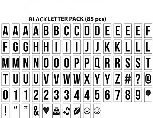 Lettres pour boîte lumineuse de cinéma format A5 - Noir, coloré et avec des émoticônes