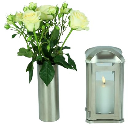 designgrab Royal en acier inoxydable et vase funéraire en tube, lampes funéraire Tombe Lampe Lanterne Funéraire Tombe Lampe