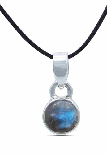 mantraroma Edelstein Kettenanhänger an Band Silber 925 echt für Damen | echtes Silber, verschiedene echte Steine zur Auswahl, Kettenanhänger am Band, handarbeit aus Indien, im Geschenkbeutel
