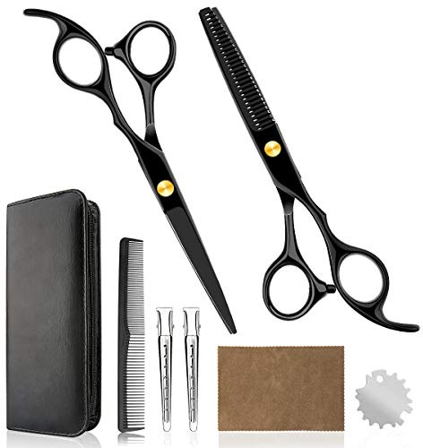 Haarschere 3er Set, Hair Scissors Extra Scharf Profi, Friseurschere Mit Einseitiger Mikroverzahnung, Effilierschere Edelstahl, Effilierschere AusdüNnen