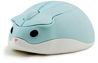 Cute cartoon wireless mouse USB optical computer mouse portable mini laptop pink hamster design mouse Macbook blue