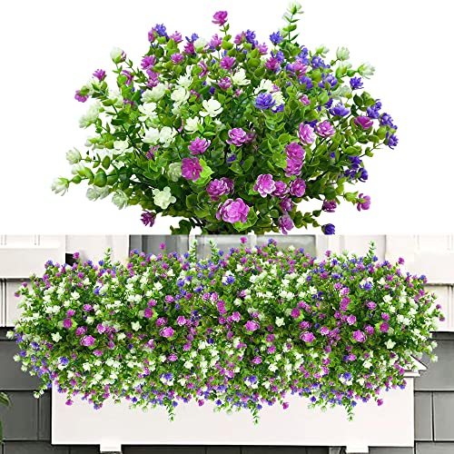 ROLLWAY 6 Bündel Künstliche Blumen Balkon Kunstblumen Wetterfest Kunstpflanzen Außen Blumenstrauß Pflanzen UV-beständig Balkonpflanzen wie echt für Balkonkasten Innen Außenbereich Outdoor (Typ A)