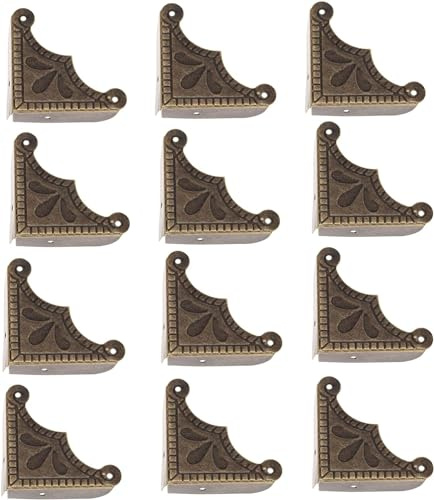 Mgoodoo 12 esquinas protectoras de metal de haya para muebles, accesorios para cajas, muebles, estantes, mesas, vintage, bronce, 39 x 39 x 50 mm